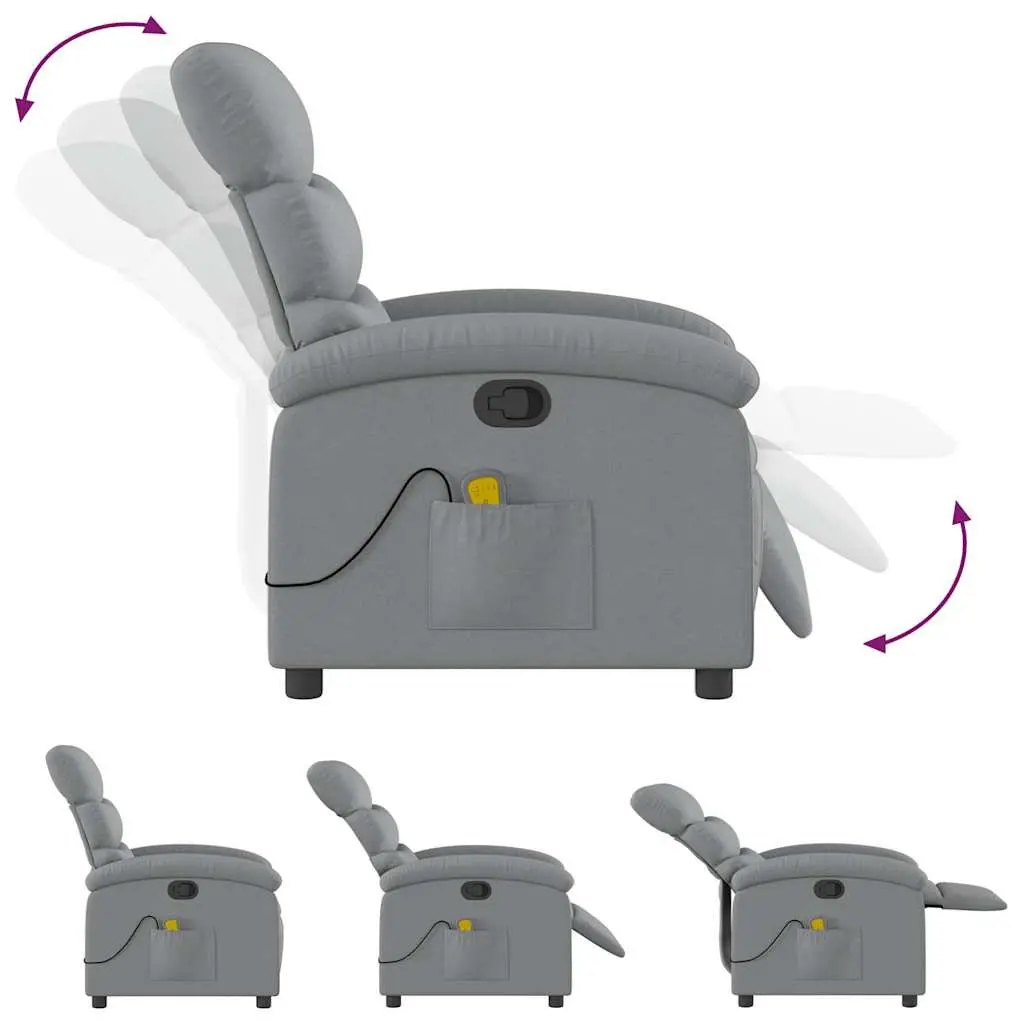Grey Fabric Massage Recliner Chair with 6 Vibration Points