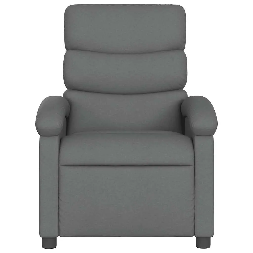 Massage Recliner Chair Dark Grey Fabric Manual Recline Vibration Armchair