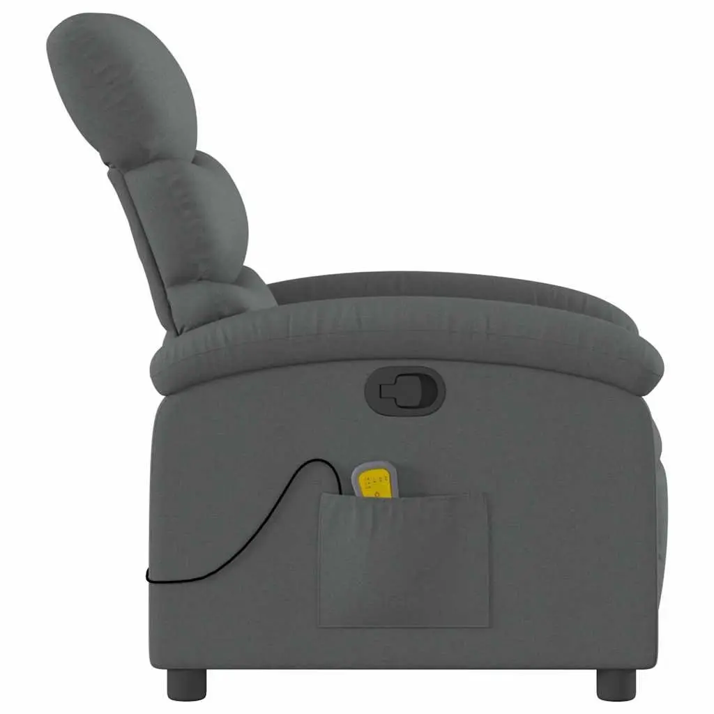 Massage Recliner Chair Dark Grey Fabric Manual Recline Vibration Armchair