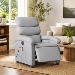 Grey Fabric Electric Massage Recliner Chair