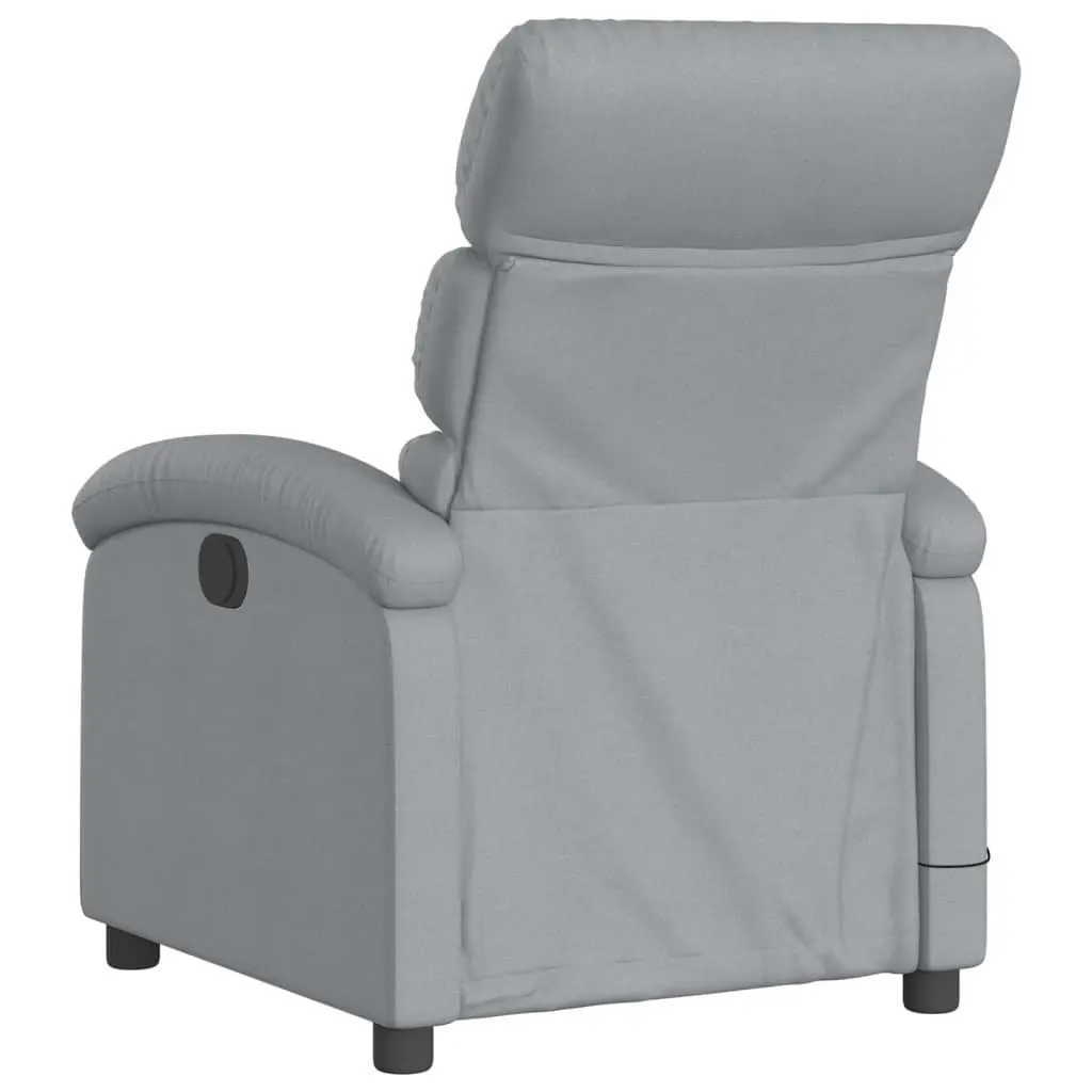 Electric Massage Recliner Chair Grey Fabric 135 Degrees Adjustable Wood and Metal Frame