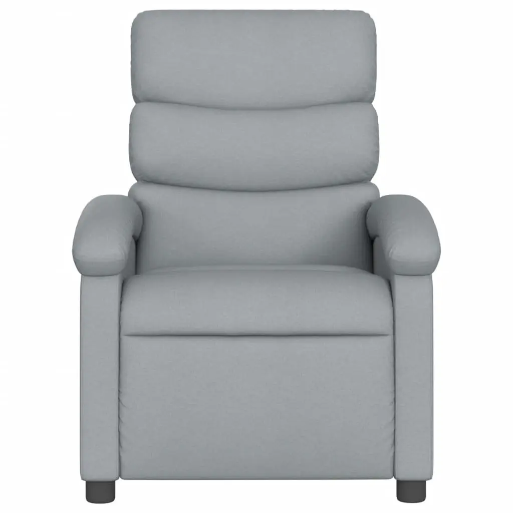Electric Massage Recliner Chair Grey Fabric 135 Degrees Adjustable Wood and Metal Frame