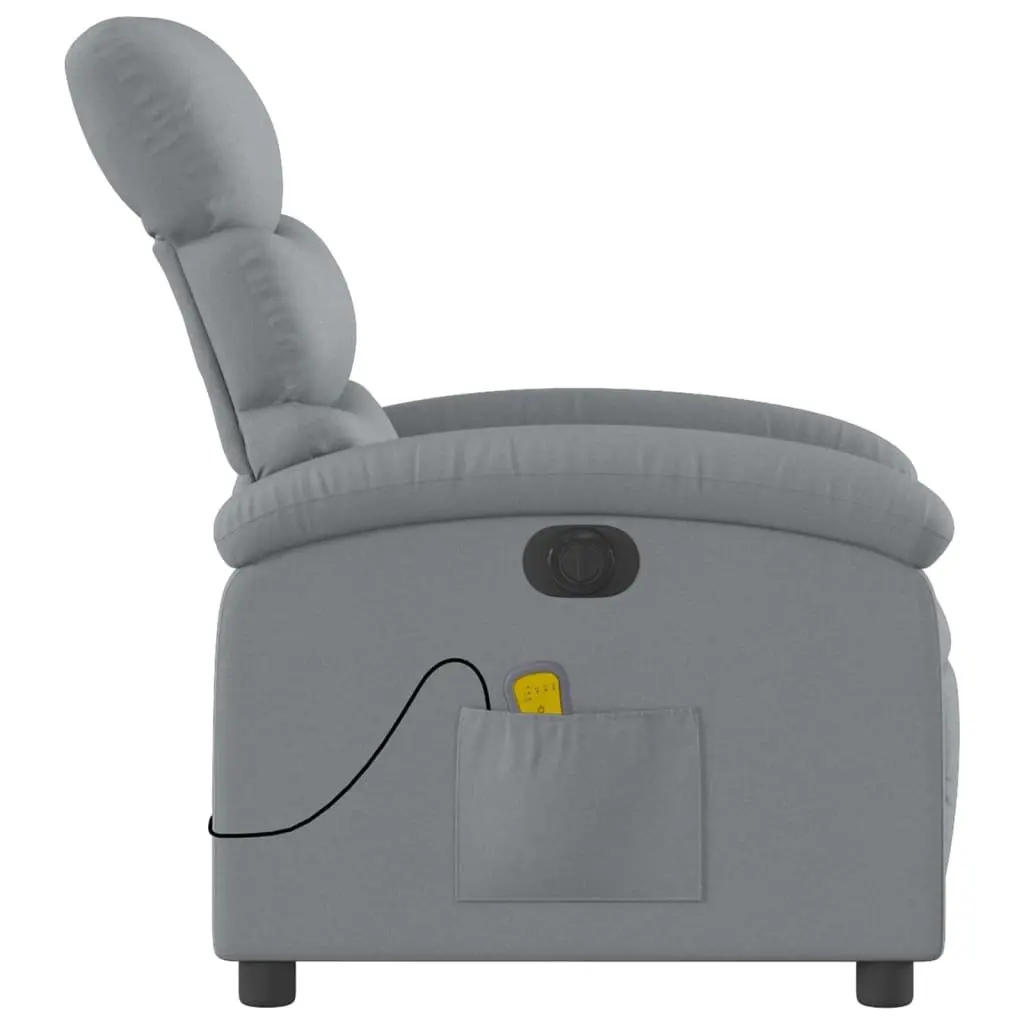 Electric Massage Recliner Chair Grey Fabric 135 Degrees Adjustable Wood and Metal Frame