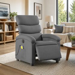 Electric Massage Recliner Chair in Grey Fabric
