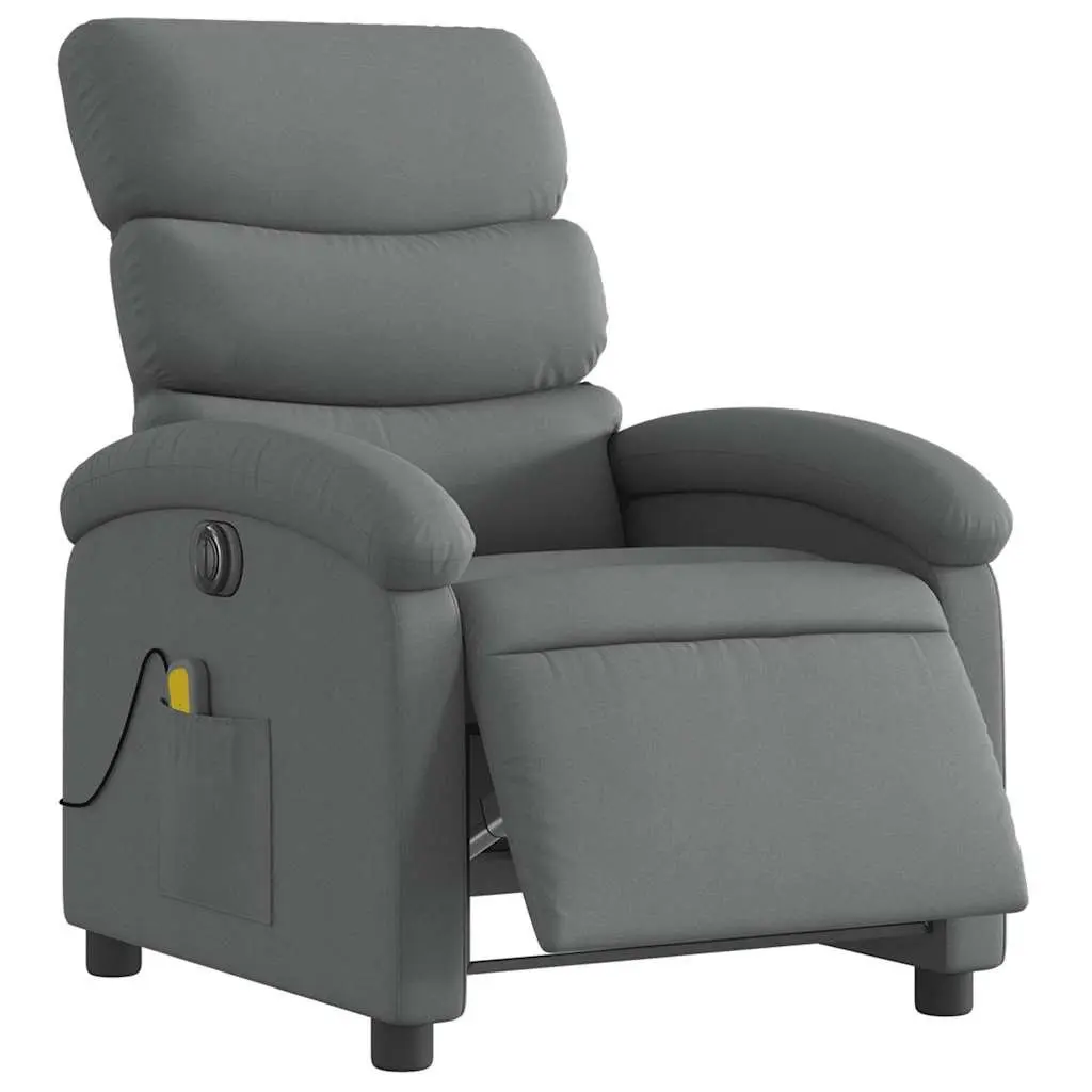 Electric Massage Recliner Chair Grey Fabric Adjustable Recline