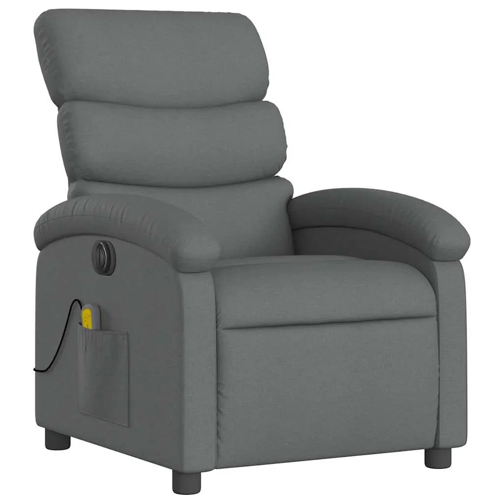 Electric Massage Recliner Chair Grey Fabric Adjustable Recline