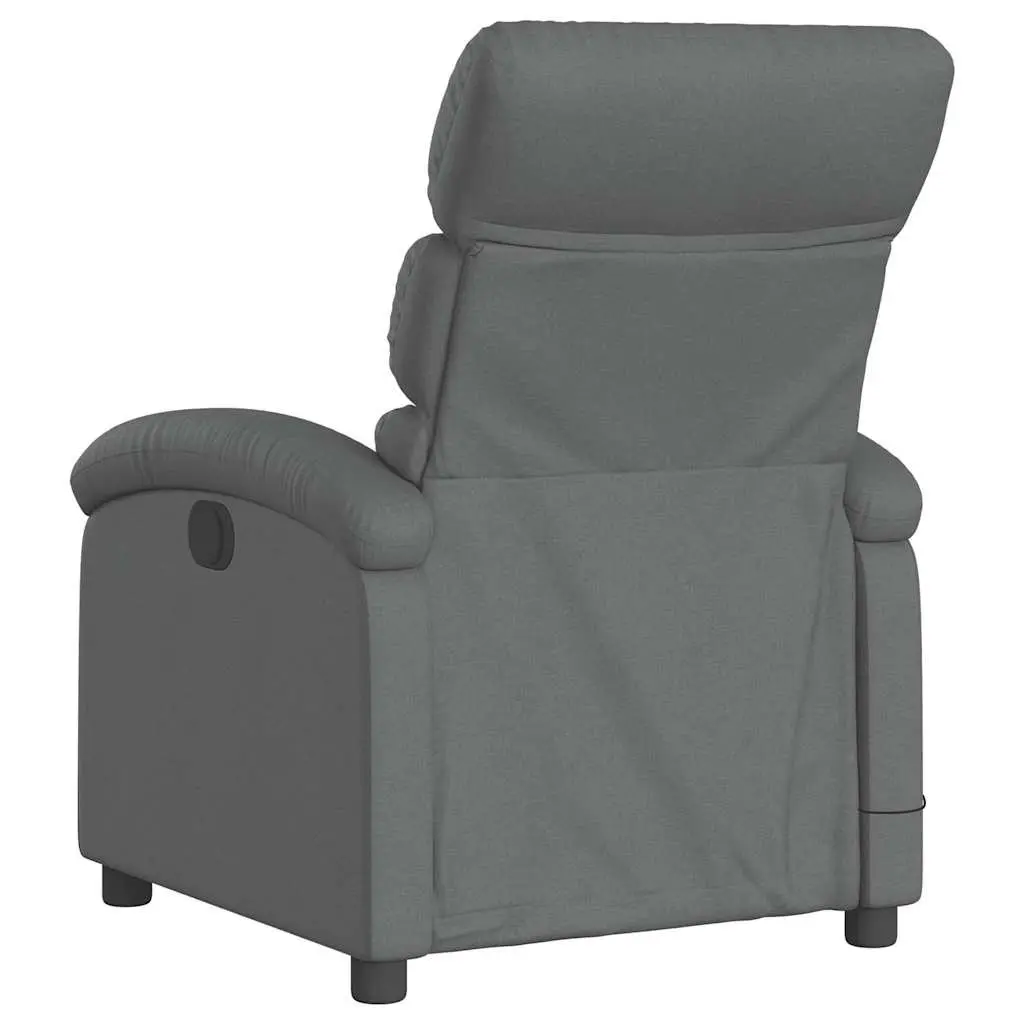 Electric Massage Recliner Chair Grey Fabric Adjustable Recline