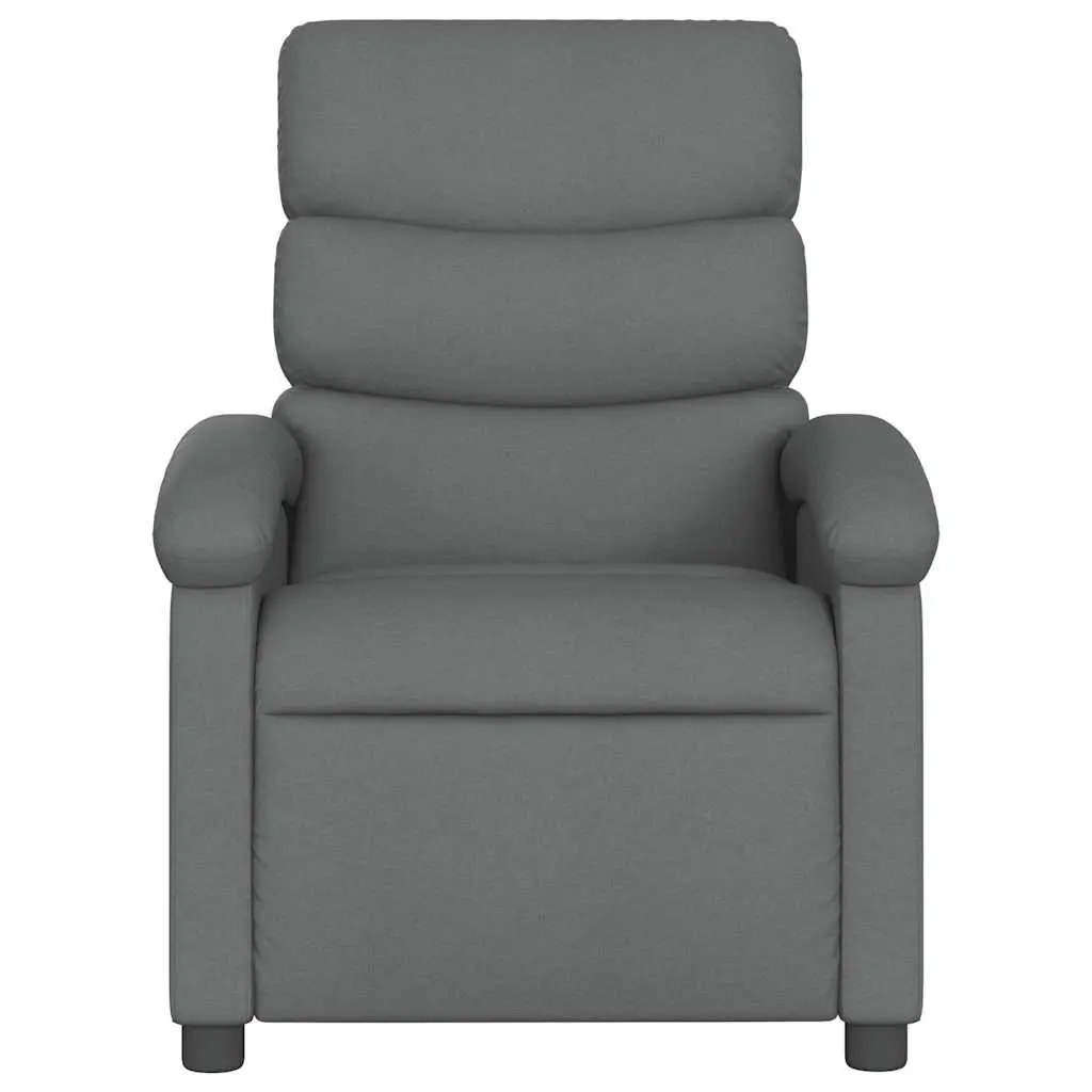 Electric Massage Recliner Chair Grey Fabric Adjustable Recline