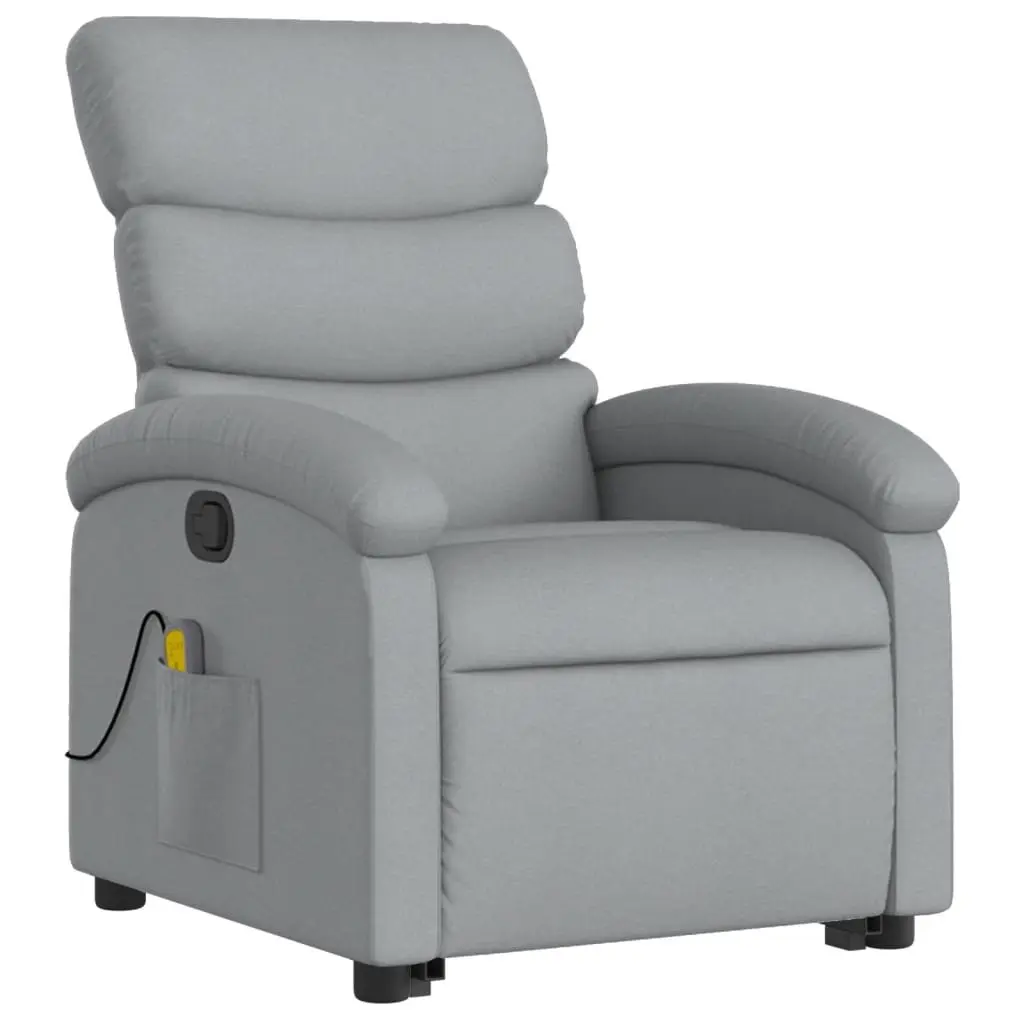 Massage Recliner Chair Grey Fabric Power Lift Manual Recline