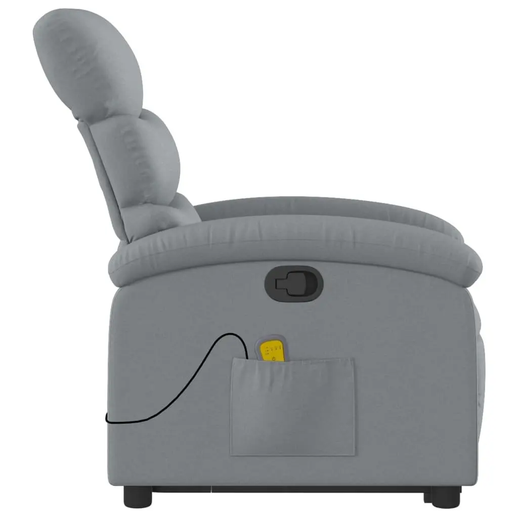 Massage Recliner Chair Grey Fabric Power Lift Manual Recline