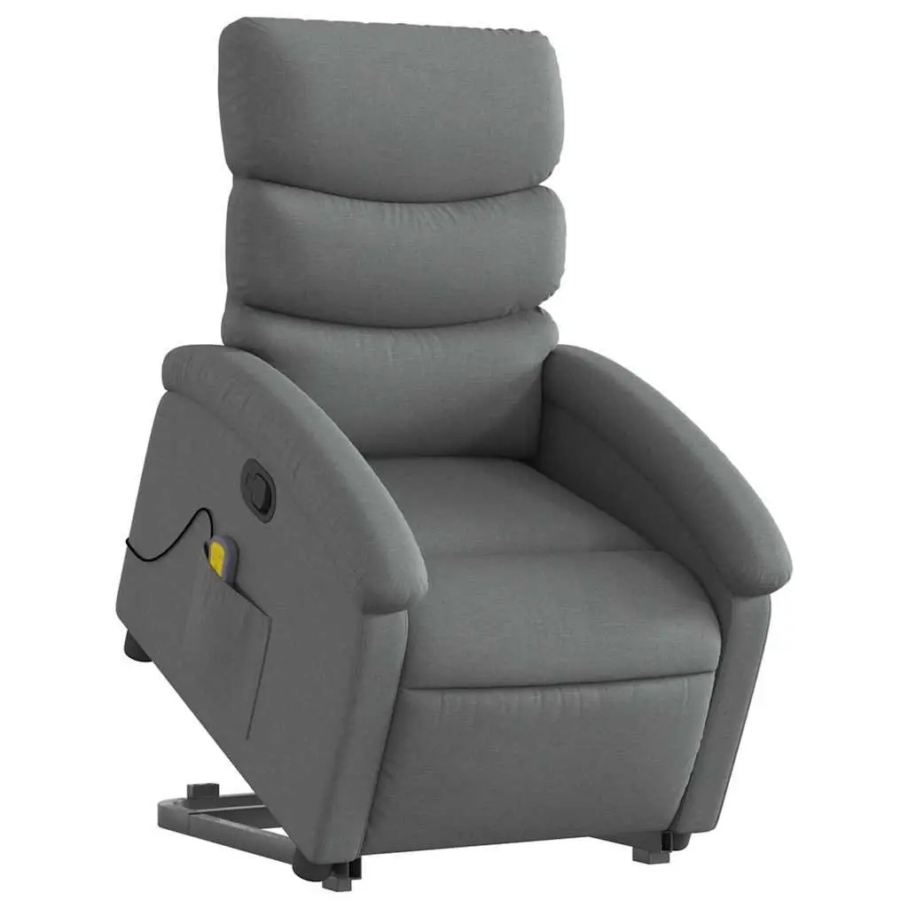 Electric Massage Recliner Chair Grey Fabric Power Lift Armchair