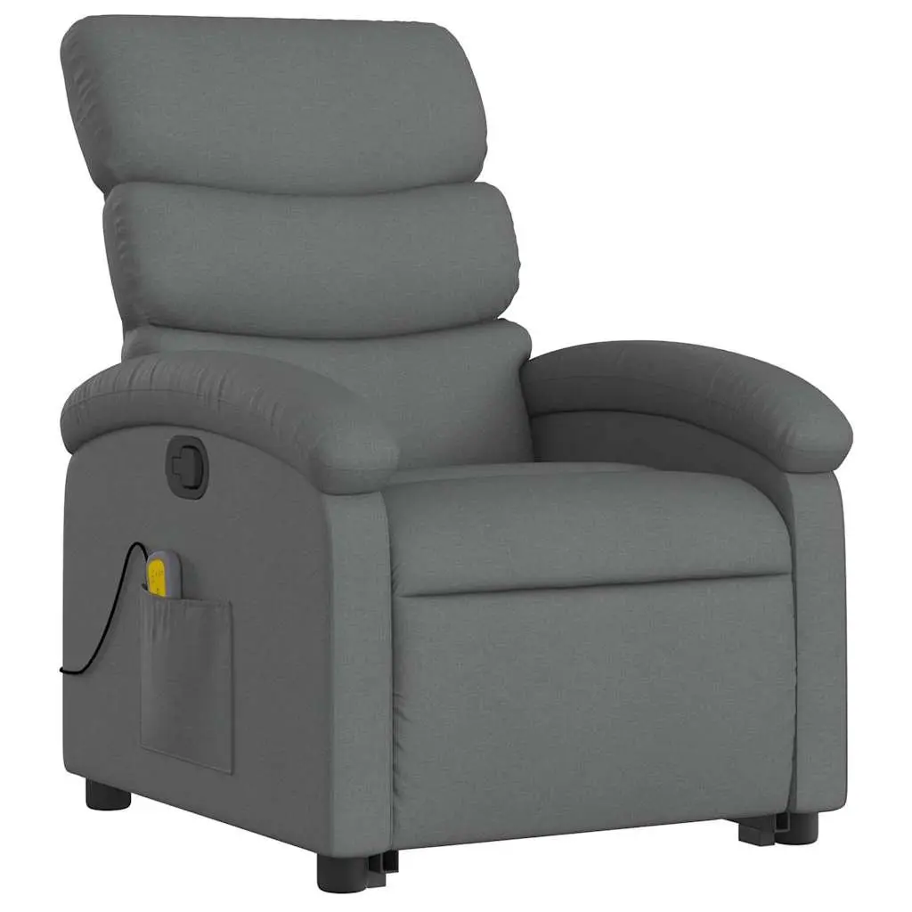 Electric Massage Recliner Chair Grey Fabric Power Lift Armchair
