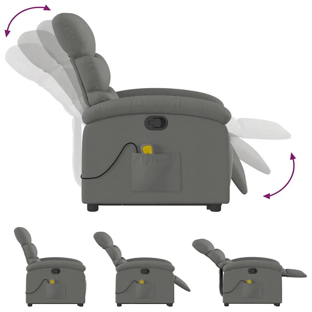 Electric Massage Recliner Chair Grey Fabric Power Lift Armchair
