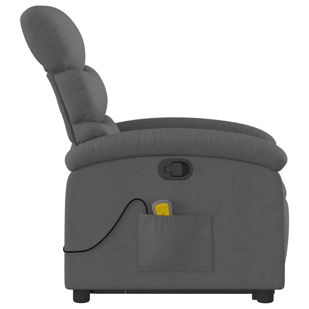 Electric Massage Recliner Chair Grey Fabric Power Lift Armchair