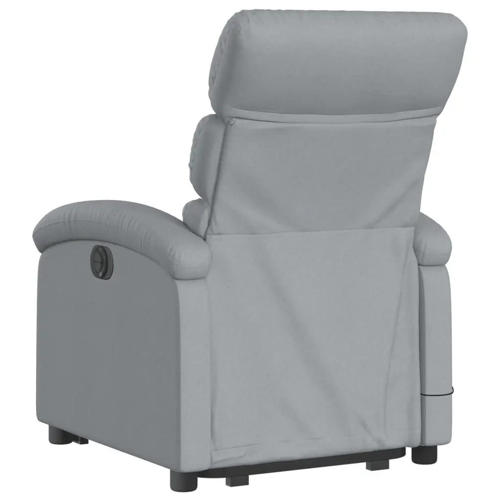 Electric Massage Chair Light Grey Fabric Stand Up Recliner