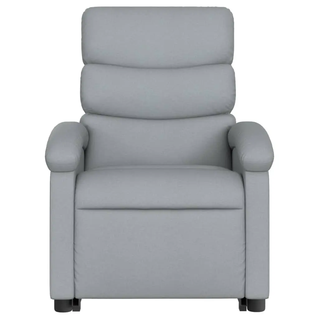 Electric Massage Chair Light Grey Fabric Stand Up Recliner
