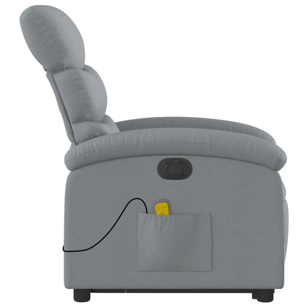 Electric Massage Chair Light Grey Fabric Stand Up Recliner