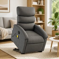 Grey Fabric Electric Lift Massage Recliner Chair