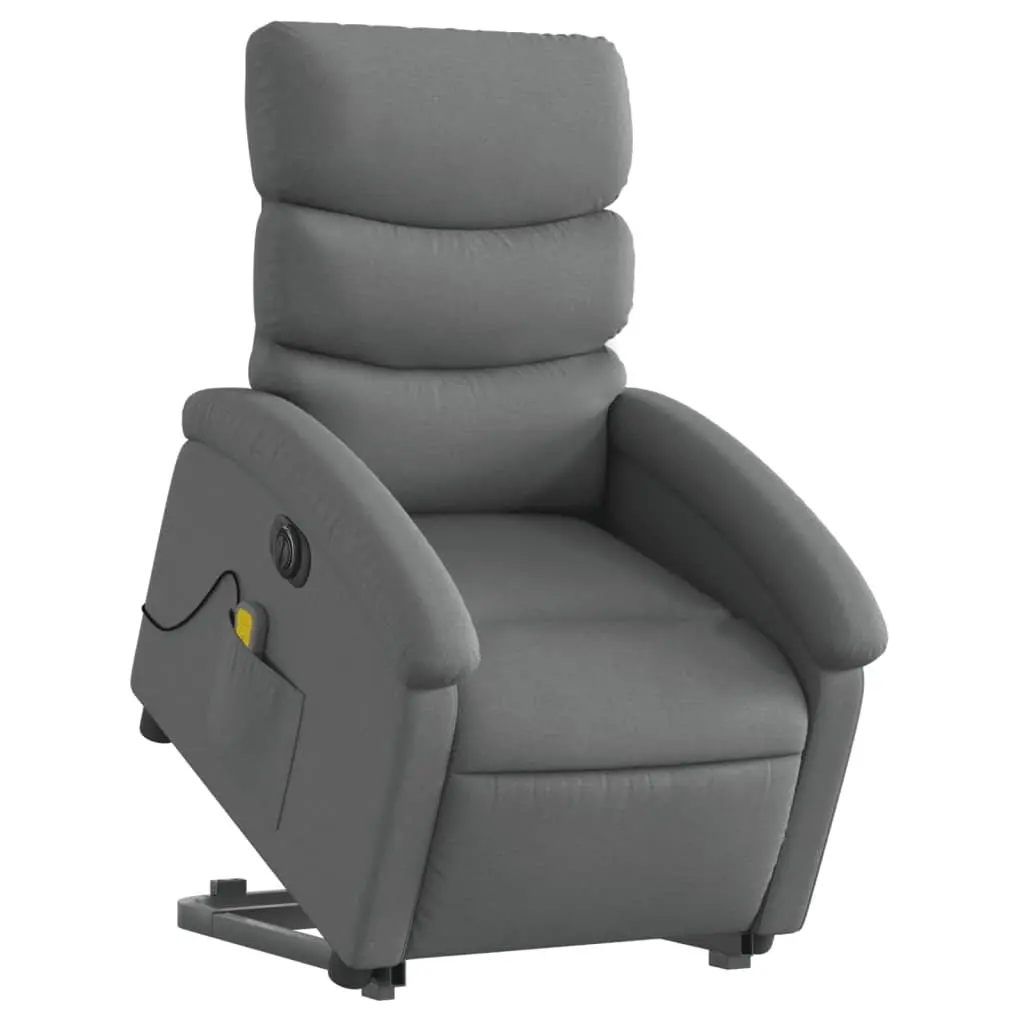 Electric Massage Recliner Chair Grey Fabric Power Lift and Recline