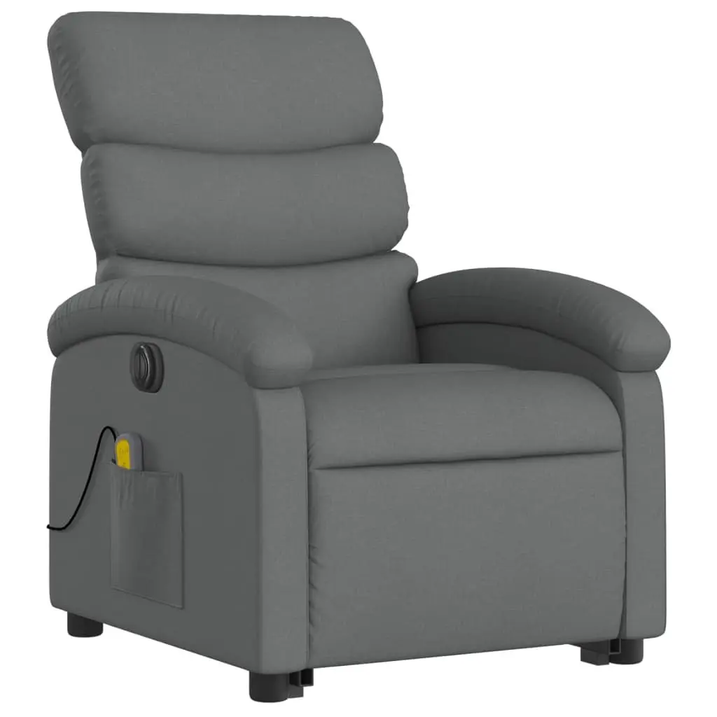 Electric Massage Recliner Chair Grey Fabric Power Lift and Recline