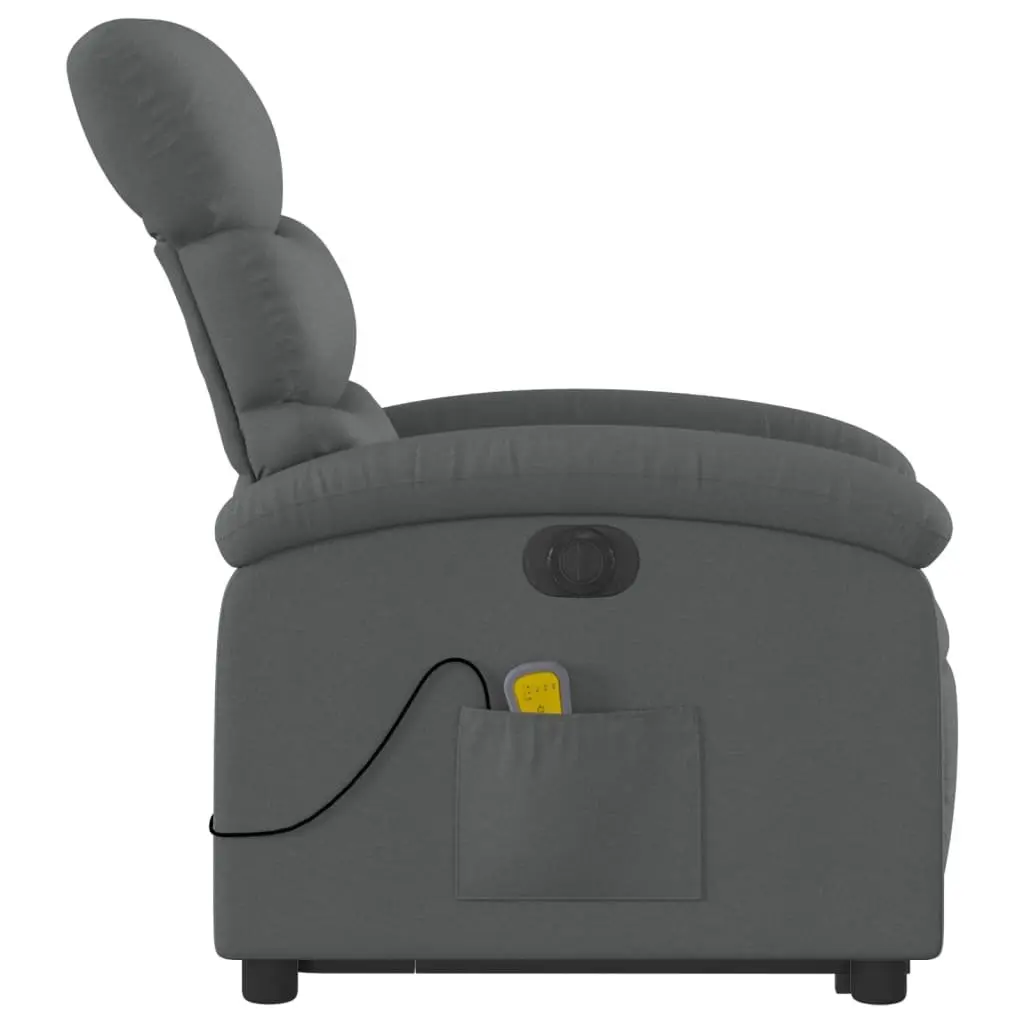 Electric Massage Recliner Chair Grey Fabric Power Lift and Recline
