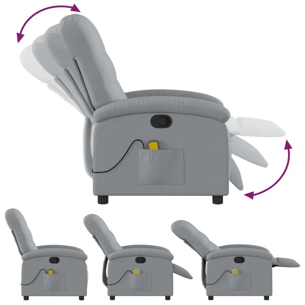 Massage Recliner Chair Grey Fabric Manual Recline Vibration Armchair