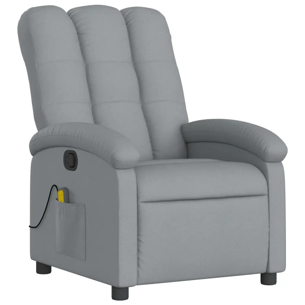 Massage Recliner Chair Grey Fabric Manual Recline Vibration Armchair