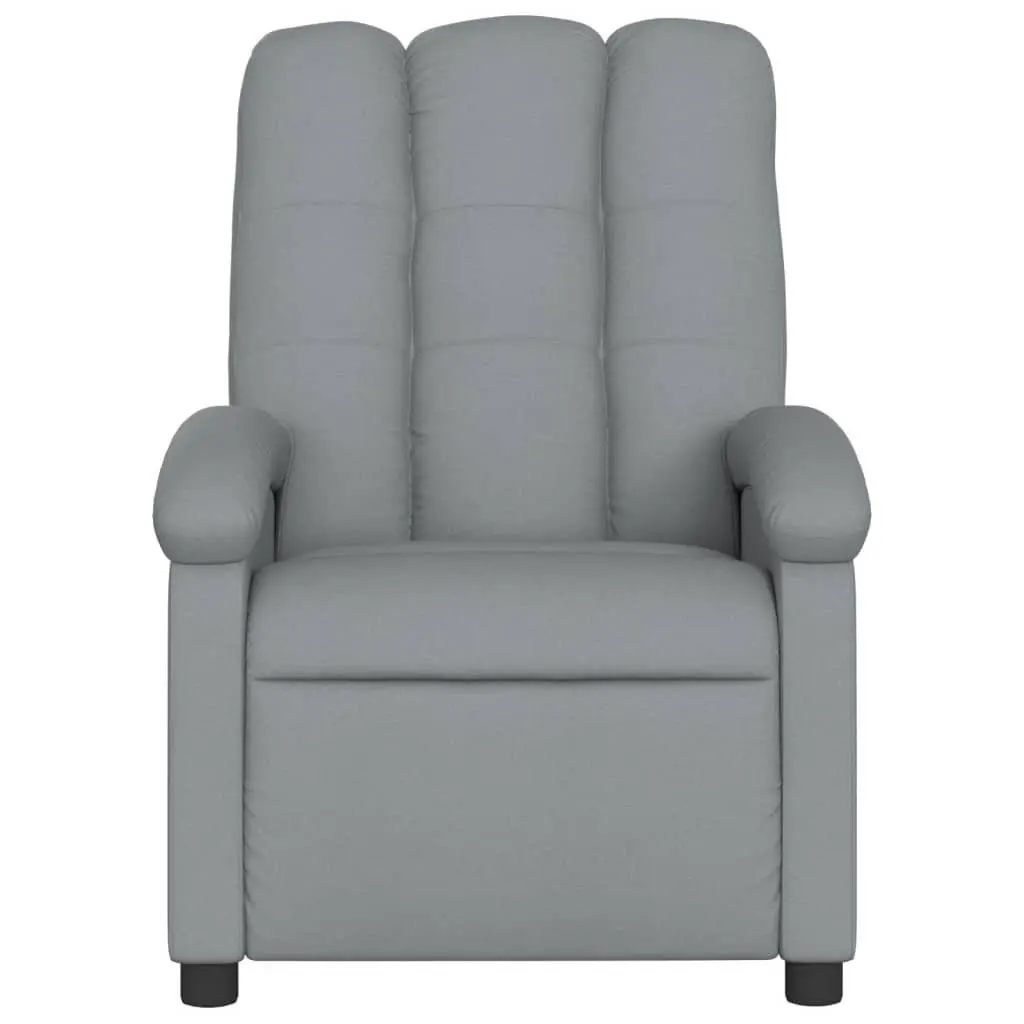Massage Recliner Chair Grey Fabric Manual Recline Vibration Armchair