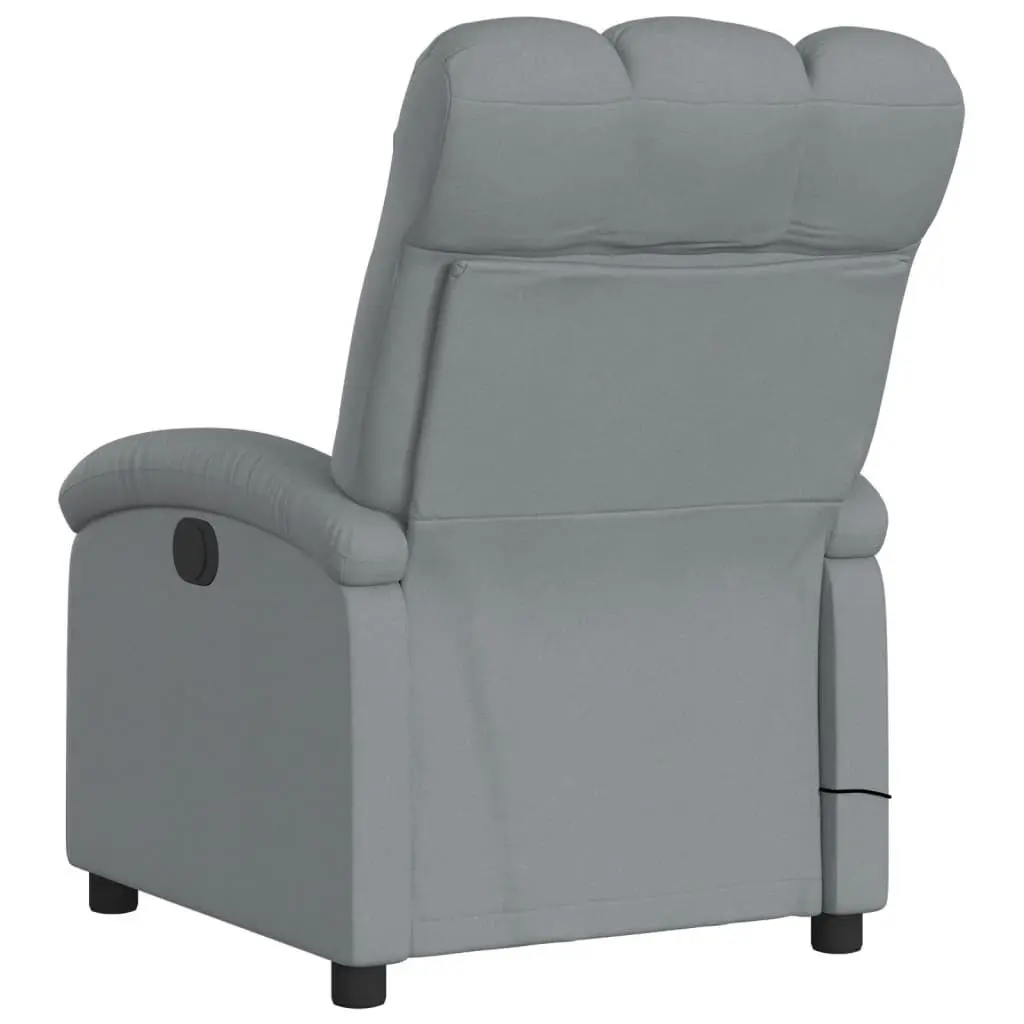Massage Recliner Chair Grey Fabric Manual Recline Vibration Armchair