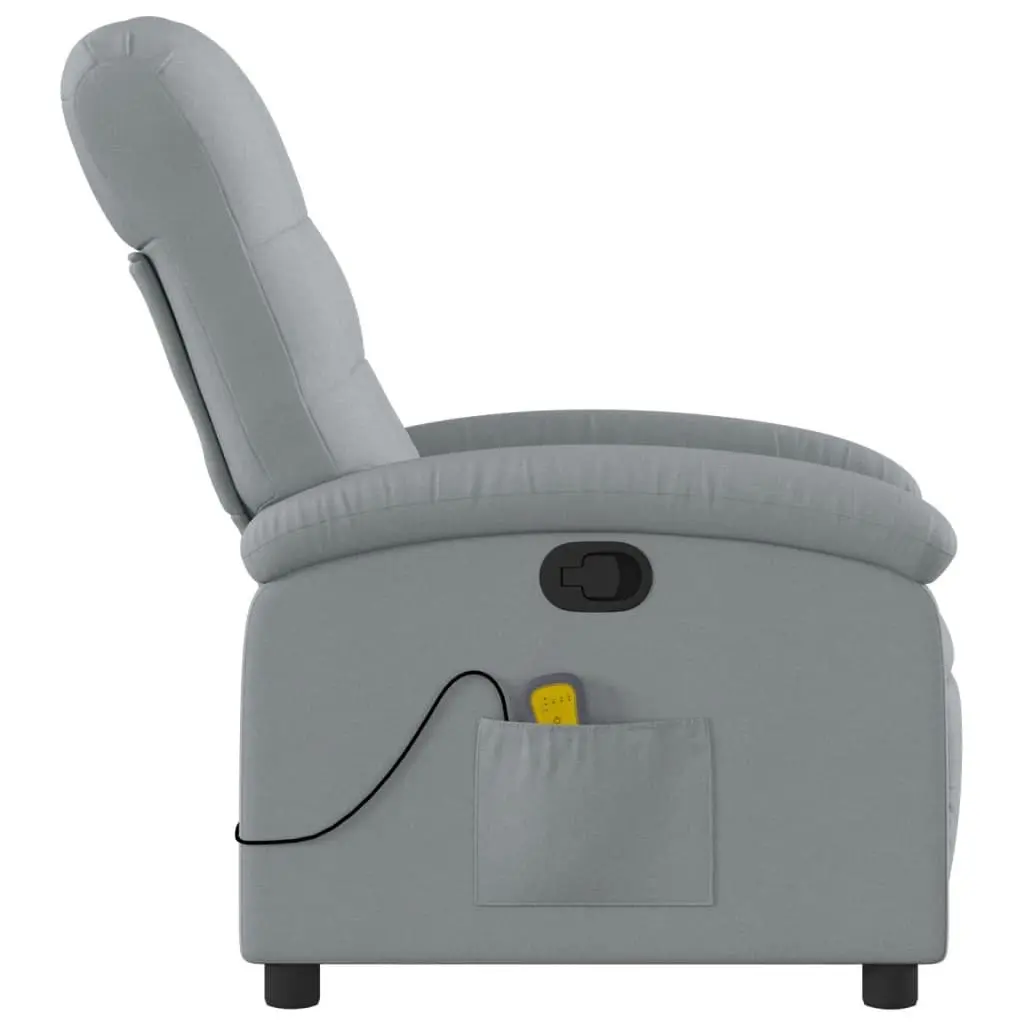 Massage Recliner Chair Grey Fabric Manual Recline Vibration Armchair