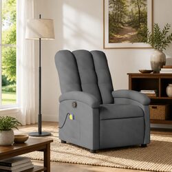 Grey Fabric Massage Recliner Chair with 6 Vibration Points