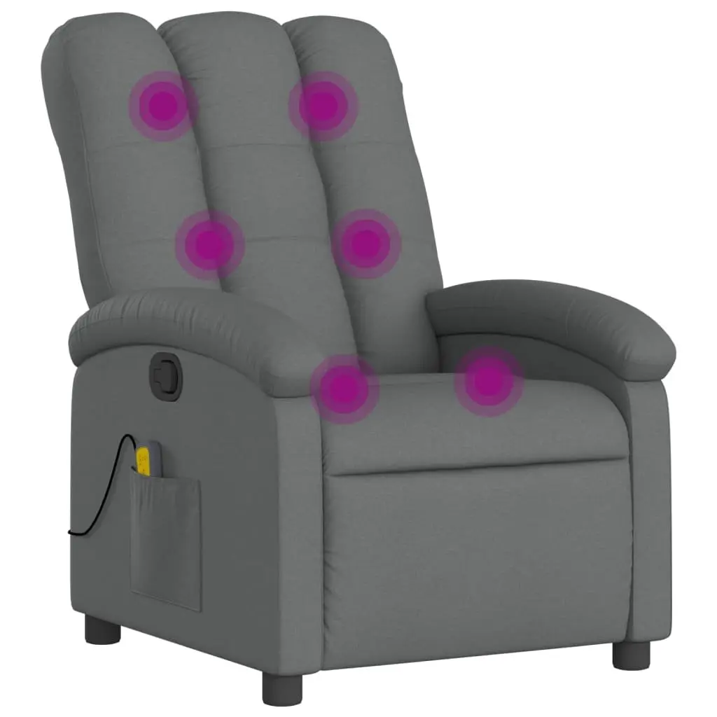 Grey Fabric Massage Recliner Chair with 6 Vibration Points