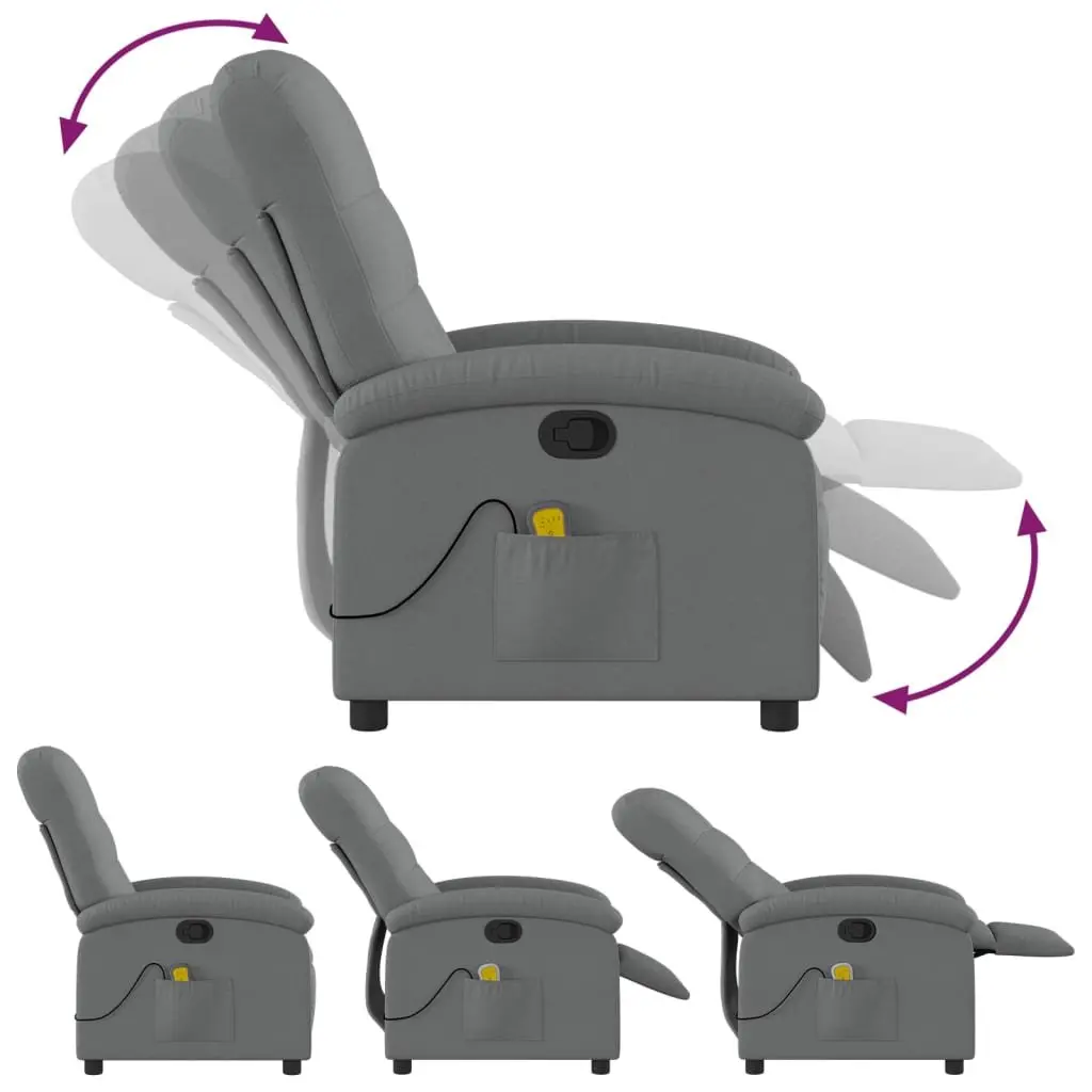 Grey Fabric Massage Recliner Chair with 6 Vibration Points
