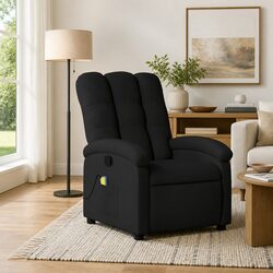 Black Fabric Massage Recliner Chair with Manual Recline