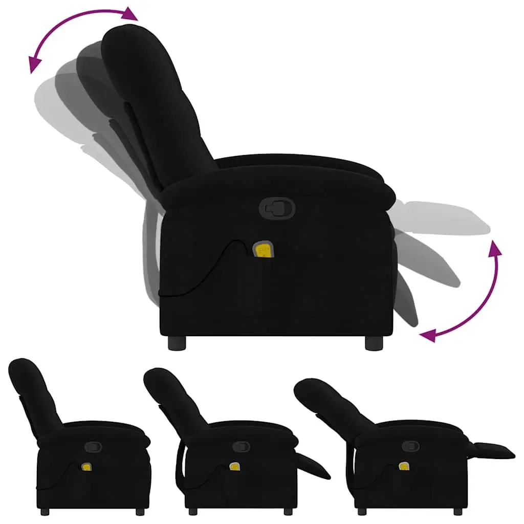 Recliner Chair Manual Black Fabric Massage Vibration 6 Points Adjustable Armchair