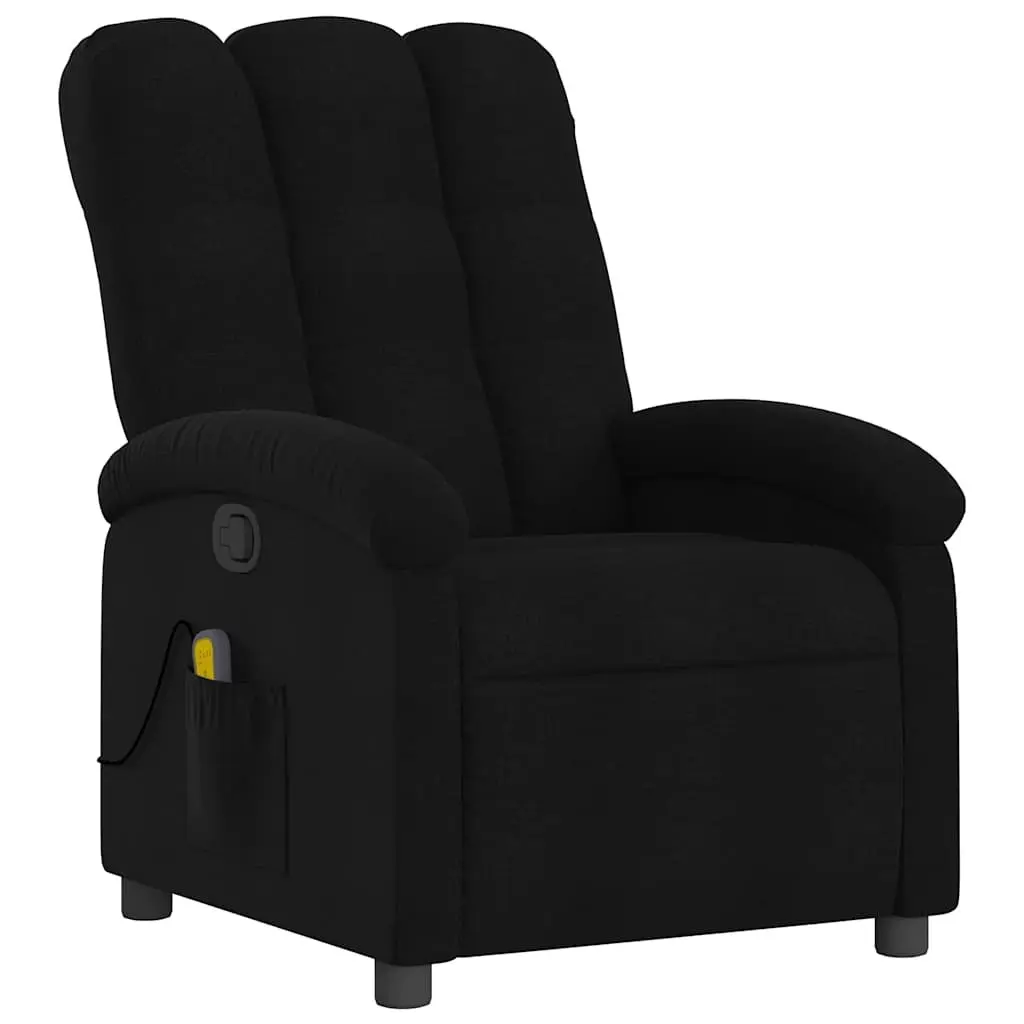 Recliner Chair Manual Black Fabric Massage Vibration 6 Points Adjustable Armchair