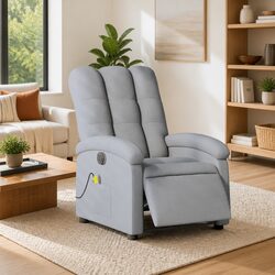 Grey Fabric Electric Massage Recliner Chair