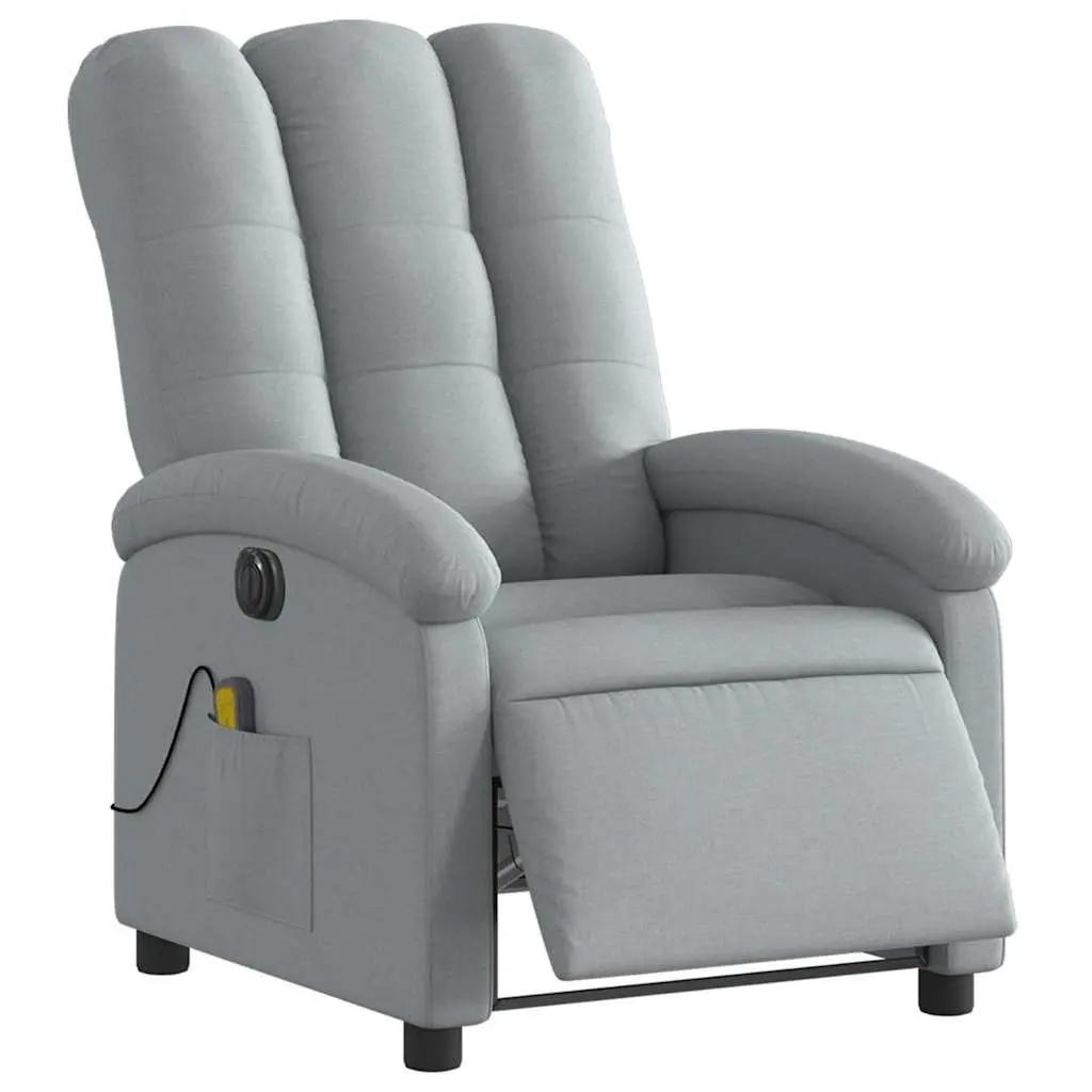 Electric Massage Recliner Chair Grey Fabric Padded Seat