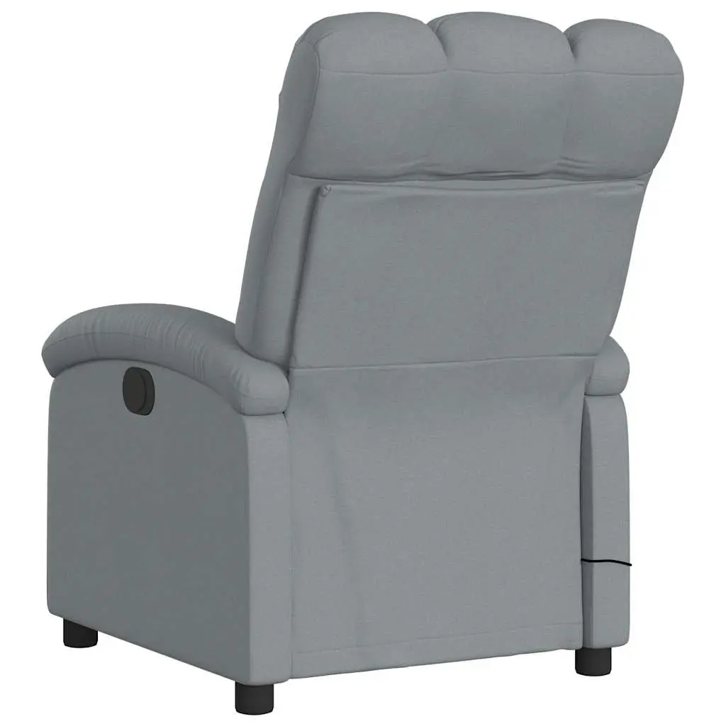 Electric Massage Recliner Chair Grey Fabric Padded Seat