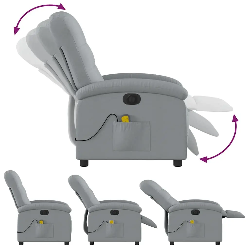 Electric Massage Recliner Chair Grey Fabric Padded Seat