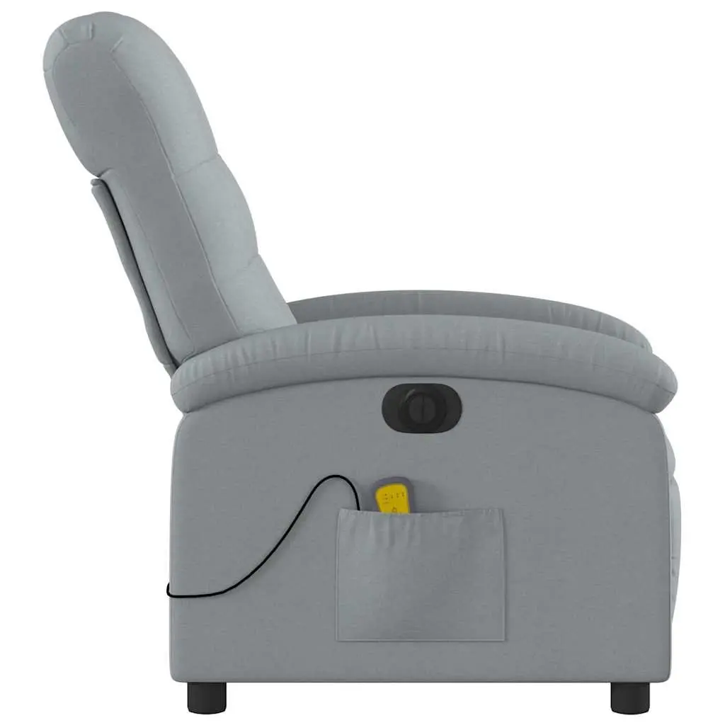 Electric Massage Recliner Chair Grey Fabric Padded Seat