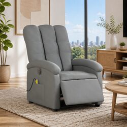 Electric Massage Recliner Chair in Grey Fabric
