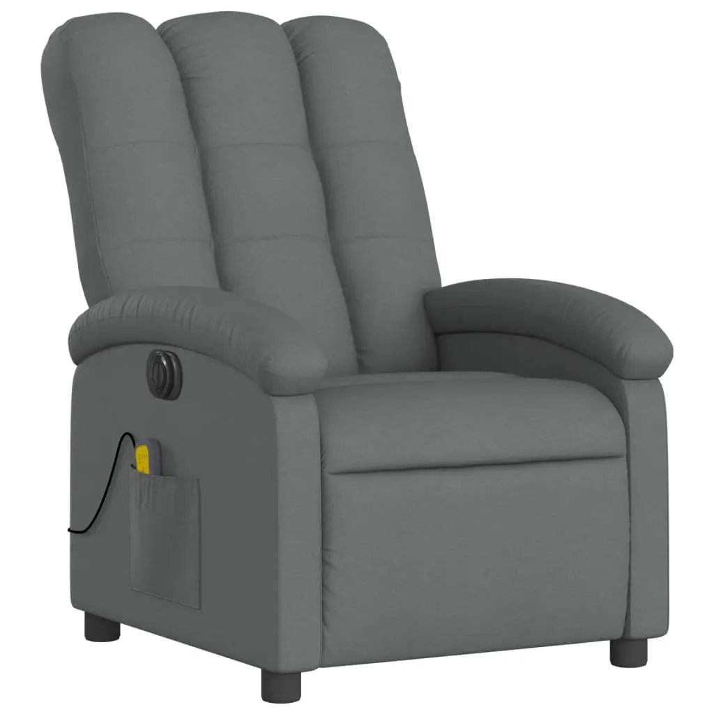 Electric Massage Recliner Chair Grey Fabric 135 Degrees Adjustable Armchair