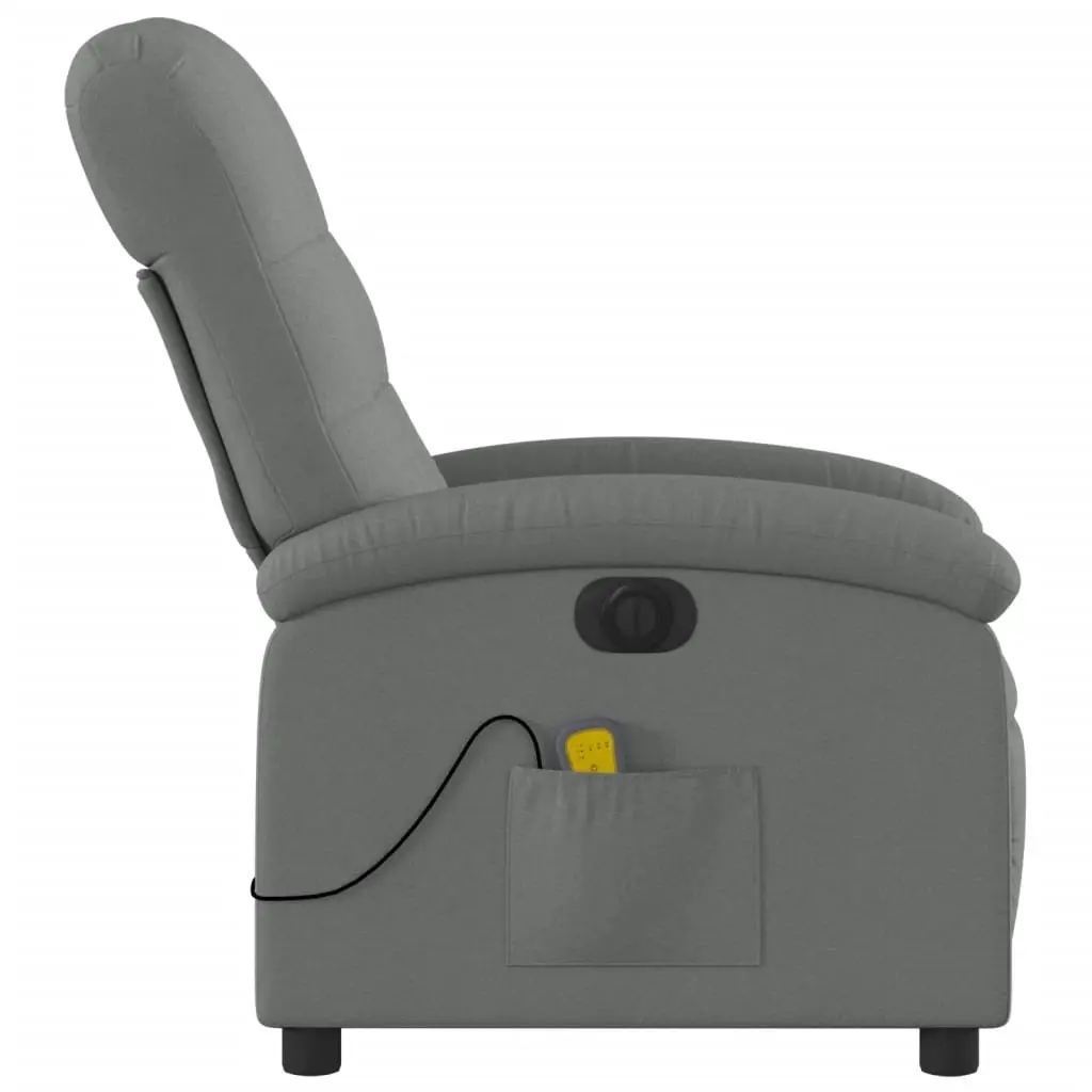 Electric Massage Recliner Chair Grey Fabric 135 Degrees Adjustable Armchair