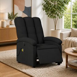 Electric Massage Recliner Chair in Black Fabric