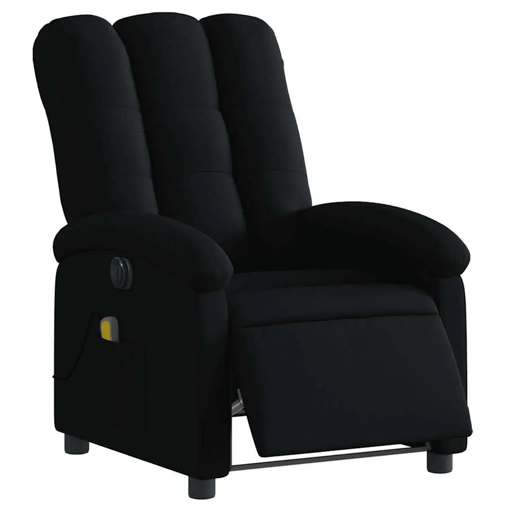 Electric Massage Recliner Chair Black Fabric 135 Degrees USB Powered Vibration