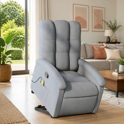 Grey Fabric Electric Power Lift Massage Recliner Chair