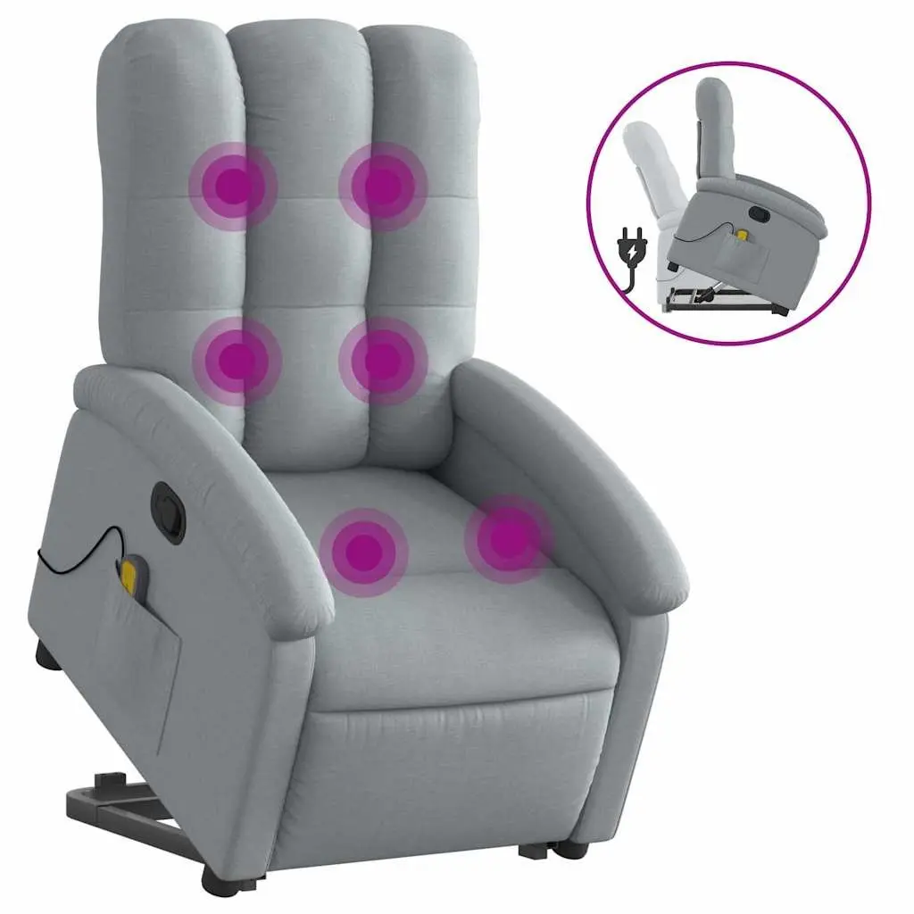 Electric Massage Recliner Chair Grey Fabric Power Lift Manual Reclining