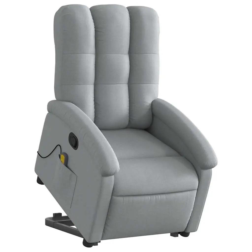 Electric Massage Recliner Chair Grey Fabric Power Lift Manual Reclining