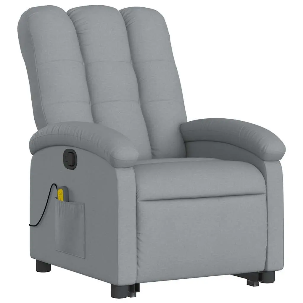 Electric Massage Recliner Chair Grey Fabric Power Lift Manual Reclining